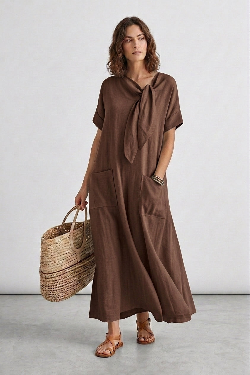 Robe longue ample à nœud