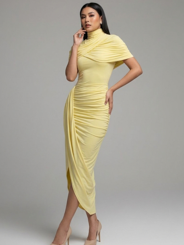 Robe Midi Drapée Dos Nu