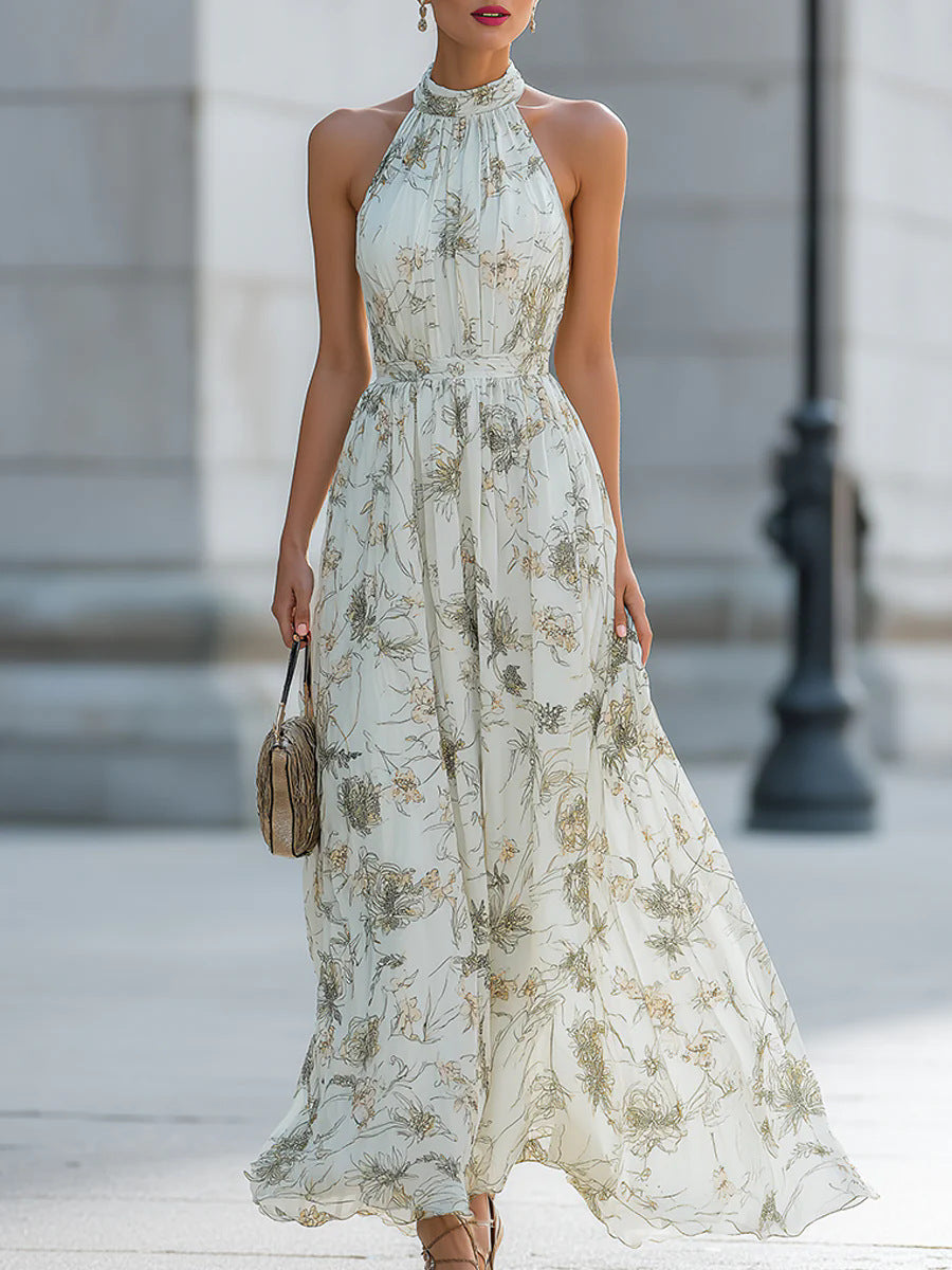 Floral-Neck Dress