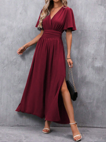 Fairy Sleeve Slit Dress