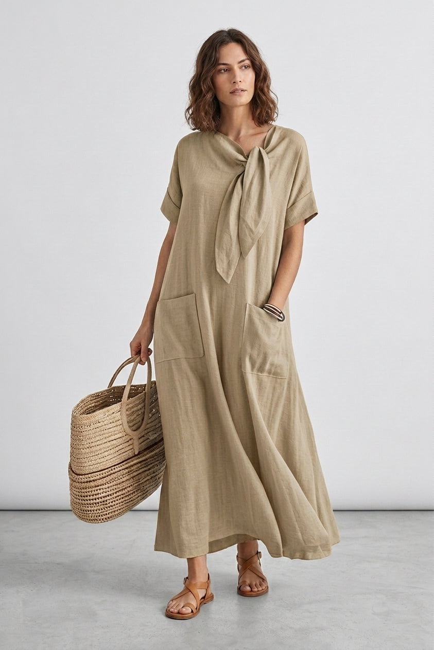 Robe longue ample à nœud