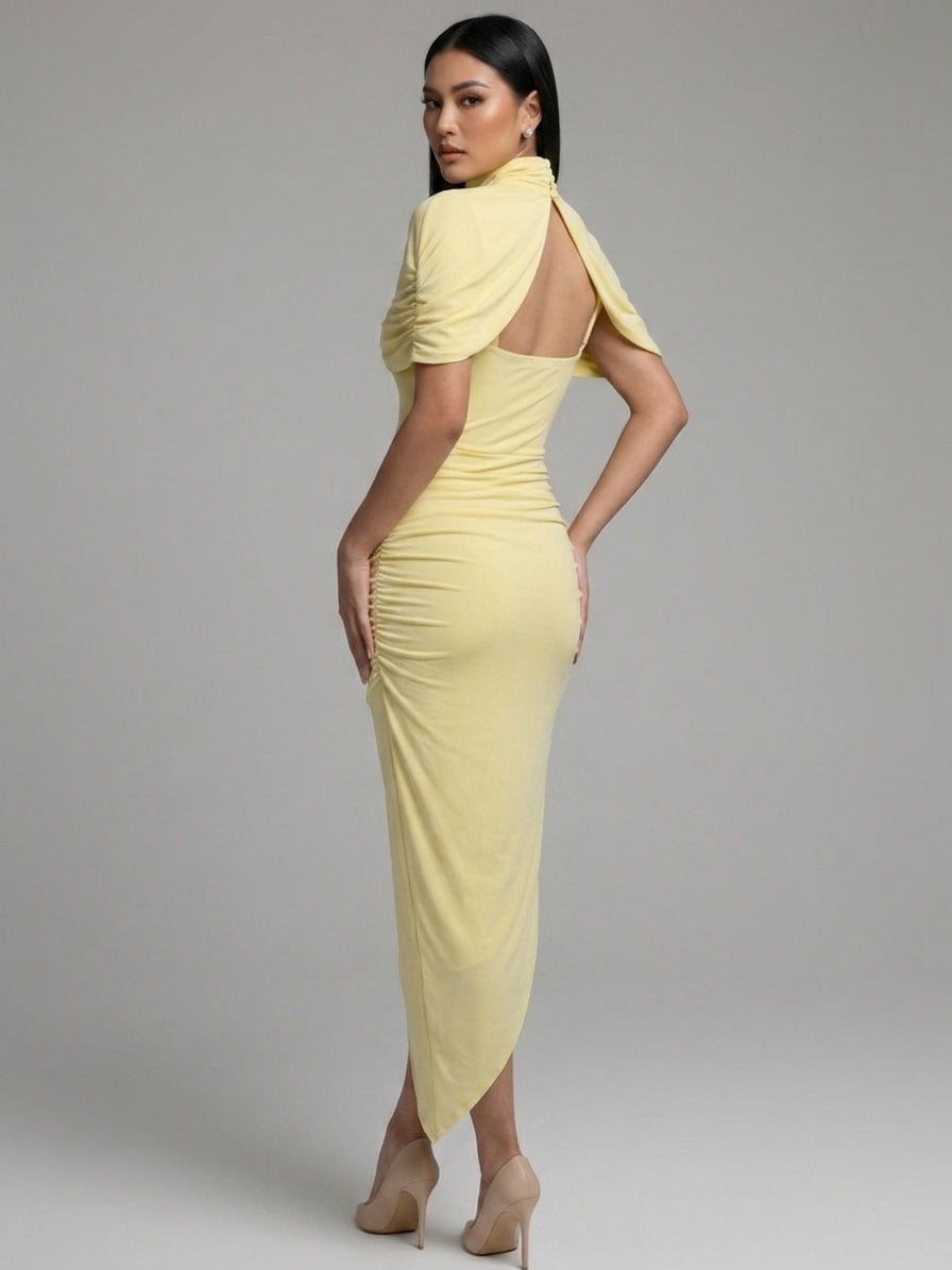 Robe Midi Drapée Dos Nu