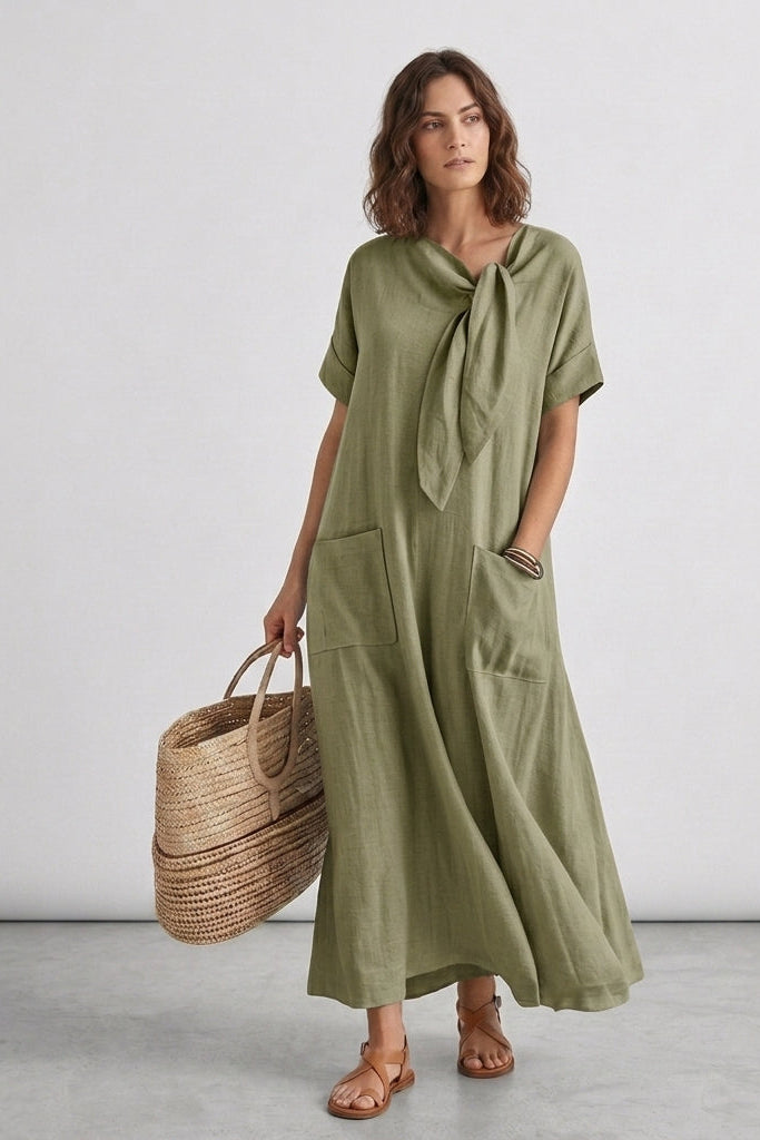 Robe longue ample à nœud